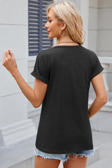 Round Neck Short Sleeve T-Shirt Trendsi