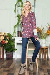 Celeste Full Size Polka Dot Drawstring Hoodie - Trendsi