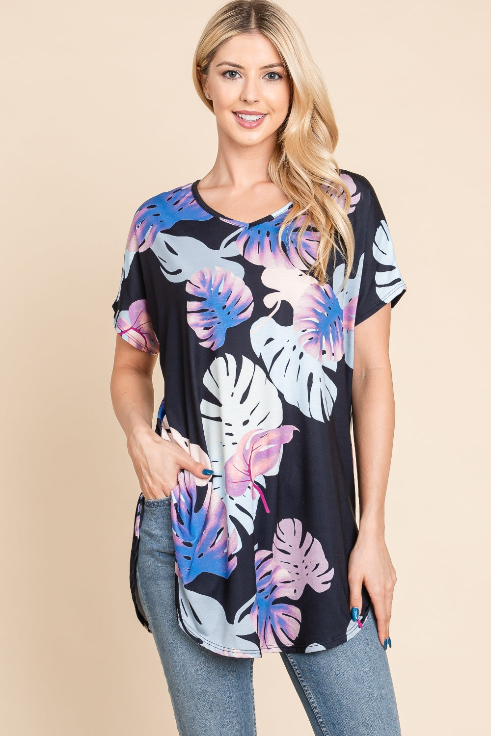 BOMBOM Printed Round Neck Short Sleeve T-Shirt - Trendsi