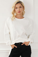 Exposed Seam High-Low Long Sleeve Sweatshirt - Trendsi