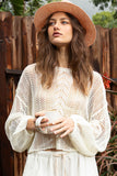 POL Openwork Balloon Sleeve Knit Cover Up - Flyclothing LLC