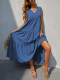 Tiered V-Neck Sleeve Dress - Flyclothing LLC