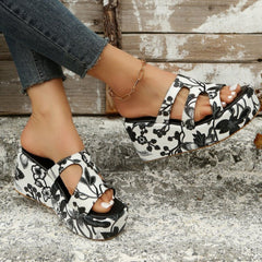 Cutout Floral Peep Toe Sandals - Trendsi