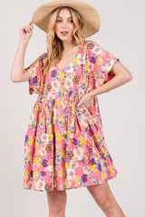 SAGE + FIG Floral Short Sleeve Babydoll Dress with Pockets
