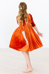 Pumpkin Spice Velvet Ruffle Twirl Dress - Mila & Rose ®