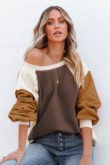 Color Block Round Neck Long Sleeve Sweatshirt