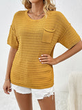 Round Neck Half Sleeve Knit Top - Flyclothing LLC