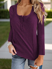 Full Size Scoop Neck Long Sleeve T-Shirt - Trendsi