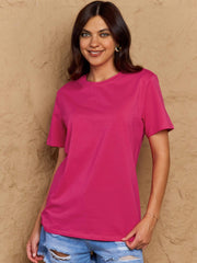 Full Size Round Neck Short Sleeve T-Shirt - Trendsi