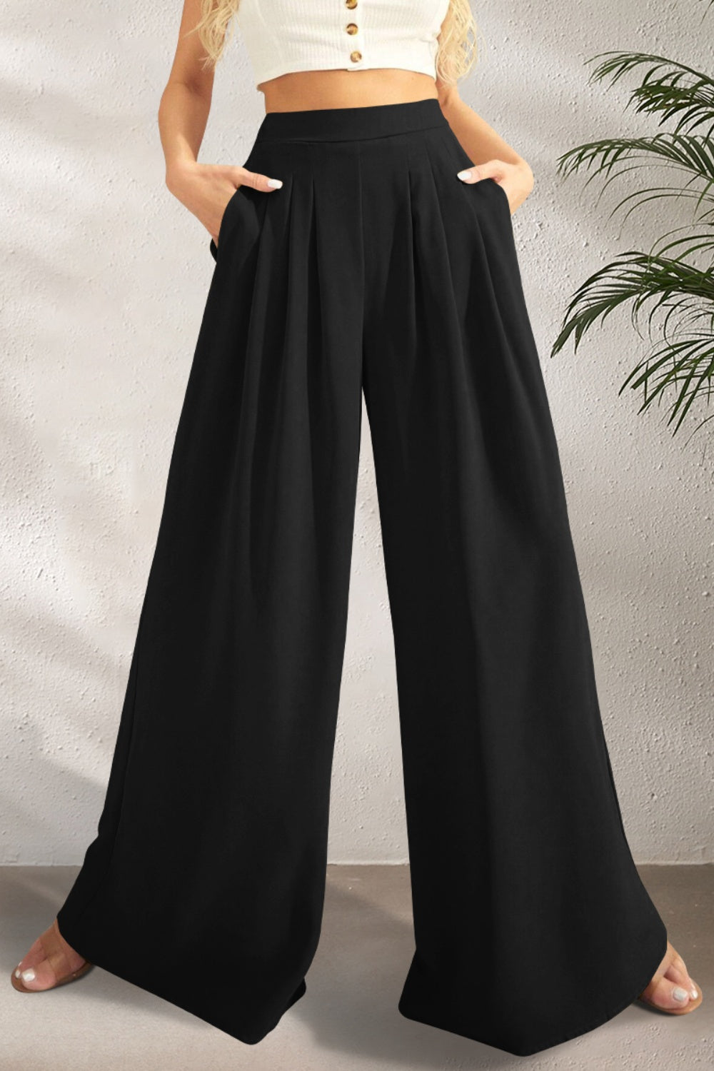 High Waist Wide Leg Pants Trendsi