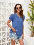 Swiss Dot Lace Detail V-Neck Blouse - Flyclothing LLC