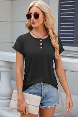 Round Neck Short Sleeve T-Shirt Trendsi