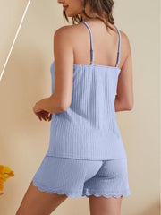 Ribbed Scoop Neck Top and Shorts Lounge Set