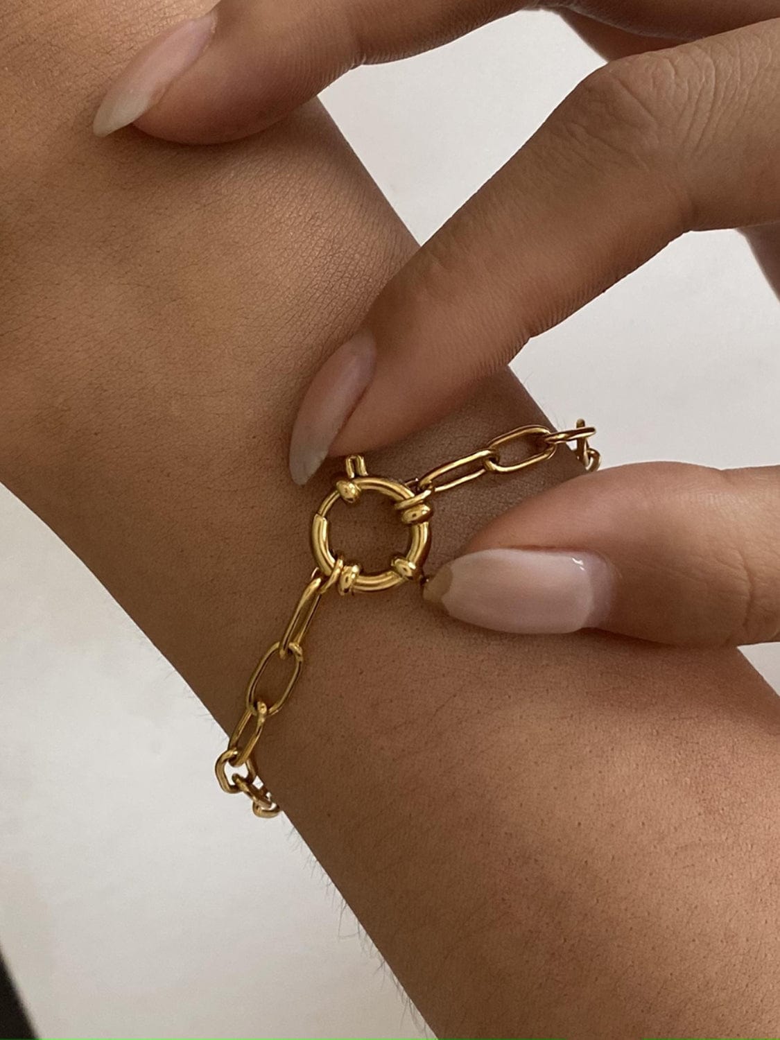 18K Gold-Plated Stainless Steel Chain Bracelet - Trendsi