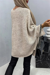 Round Neck Batwing Sleeve Sweater - Trendsi