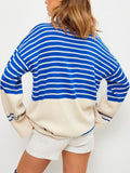 Striped Mock Neck Long Sleeve Sweater