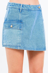 American Bazi Cargo Pocket Denim Skort - Trendsi