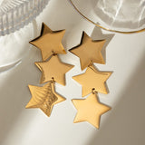 18K Gold-Plated Stainless Steel Star Earrings - Trendsi