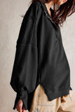 Exposed Seam Side Slit Long Sleeve Sweatshirt - Trendsi