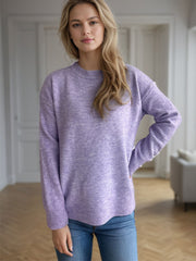 Round Neck Drop Shoulder Long Sleeve Sweater