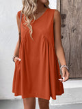 Ivy Lane Ruched V-Neck Sleeveless Mini Dress