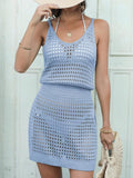 Openwork V-Neck Sleeveless Cover Up Dress - Trendsi