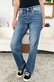 Judy Blue Full Size Mid Rise Release Hem Jeans - Trendsi