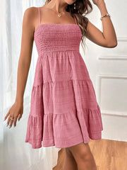 Tiered Smocked Square Neck Cami Dress - Trendsi