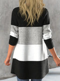 Color Block Open Front Long Sleeve Cardigan - Trendsi