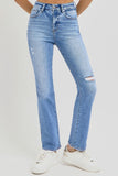 RISEN Full Size Distressed High-Rise Ankle Straight Jeans - Trendsi