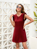 Ruffled Round Neck Mini Dress - Flyclothing LLC