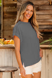 Exposed Seam Round Neck Short Sleeve T-Shirt - Flyclothing LLC