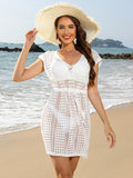 Openwork V-Neck Cap Sleeve Cover-Up - Flyclothing LLC