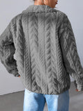 Fuzzy Zip Up Long Sleeve Jacket - Trendsi