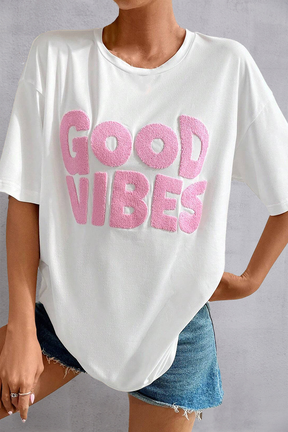 GOOD VIBES Round Neck Half Sleeve T-Shirt - Flyclothing LLC