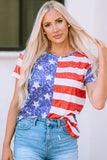 US Flag Round Neck Short Sleeve T-Shirt - Flyclothing LLC