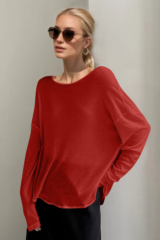 Basic Bae High-Low Long Sleeve T-Shirt - Trendsi