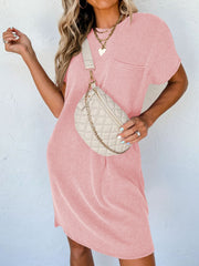 Round Neck Short Sleeve Mini Dress Trendsi