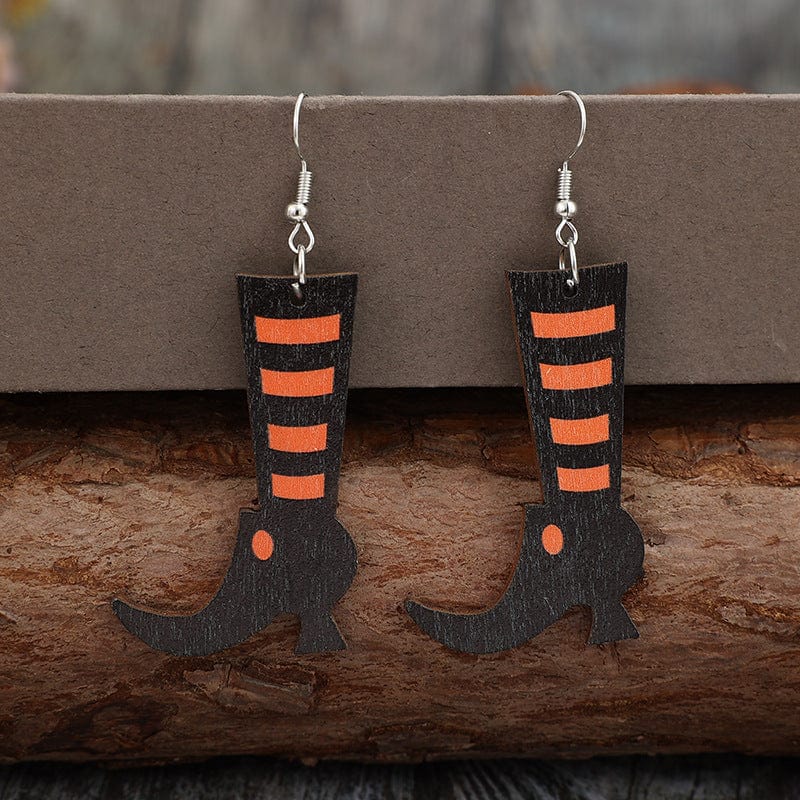 Alloy Wooden Boots Earrings - Trendsi