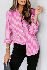 Striped Button Up Long Sleeve Shirt - Trendsi