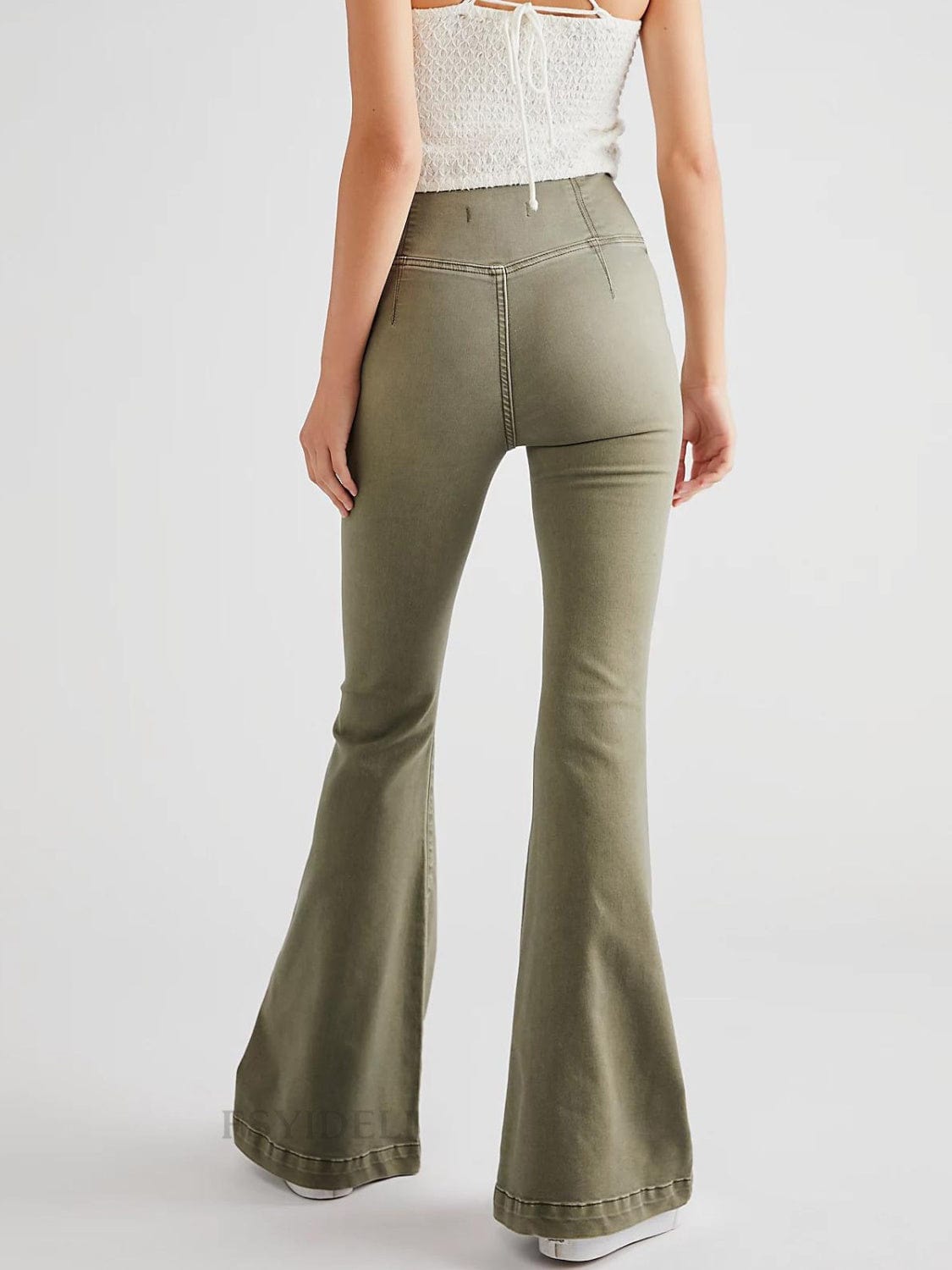 Asymmetric Waist Flare Jeans - Trendsi