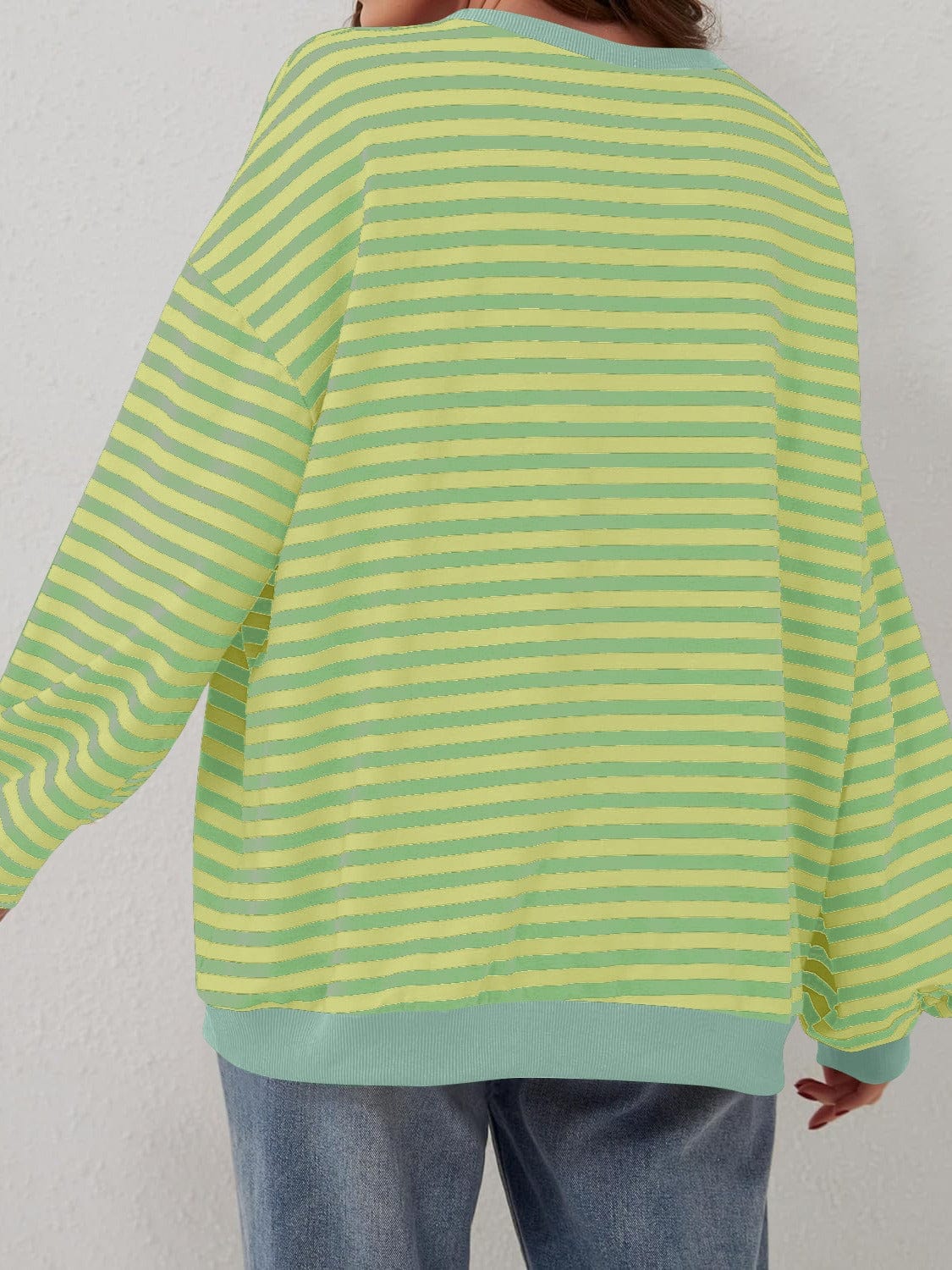 Contrast Striped Long Sleeve Sweatshirt - Trendsi