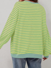 Contrast Striped Long Sleeve Sweatshirt - Trendsi