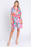 GeeGee Printed Short Sleeve Ruffle Hem Dress - Flyclothing LLC