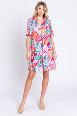 GeeGee Printed Short Sleeve Ruffle Hem Dress - Flyclothing LLC