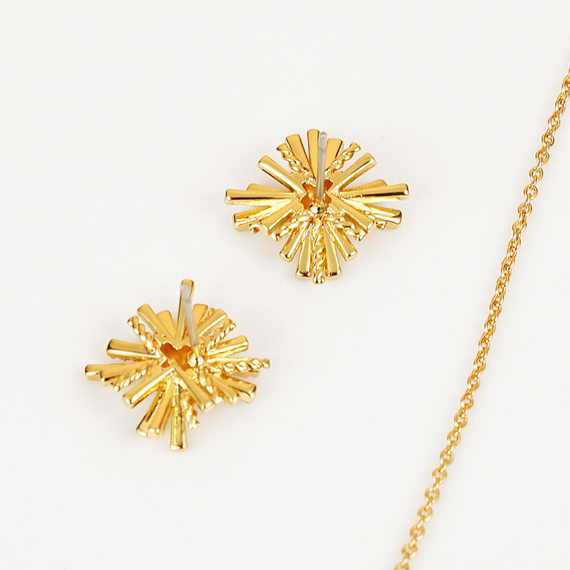 Starburst Gold-Plated Earrings and Necklace Set Trendsi