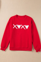 Valentine’s Day XOXO Round Neck Drop Shoulder Sweatshirt