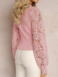 Lace Round Neck Long Sleeve T-Shirt - Trendsi