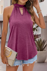 Tied Cutout Grecian Neck Tank - Flyclothing LLC