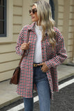 Houndstooth Button Up Dropped Shoulder Coat - Trendsi